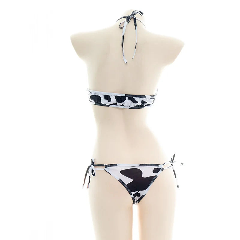 Cow Series Swimsuit Bodysuit Bikini Maid Unifrom Costume Summer Beach Kawaii Girl Swimwear Skirt Uniform Set Cosplay