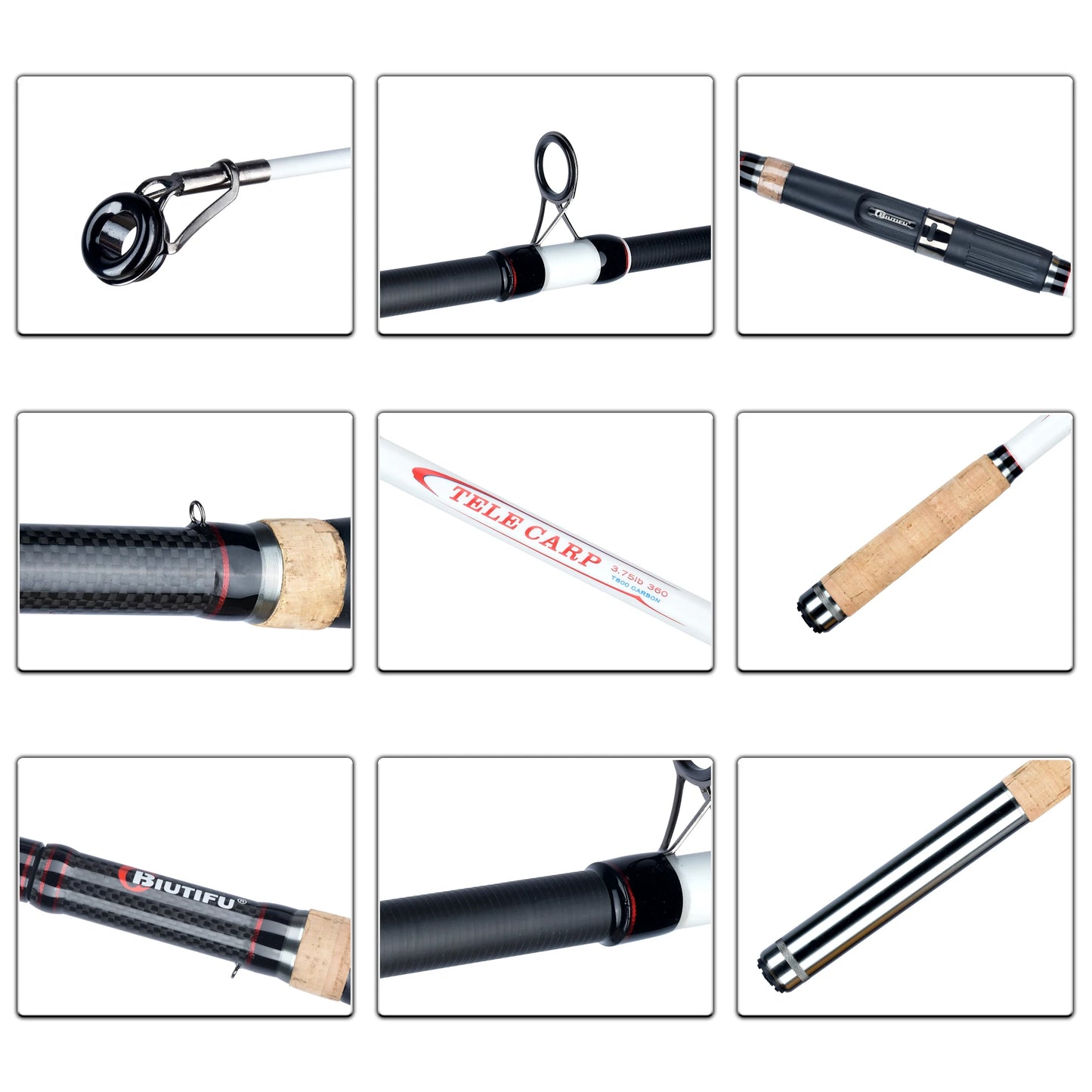 BIUTIFU 3.75lbs Telescopic Carp Fishing Rods 3.0/3.6/3.9/4.2m T800 Carbon Travel Spinning Surfcasting 40-180g Lake Sea Hard Pole