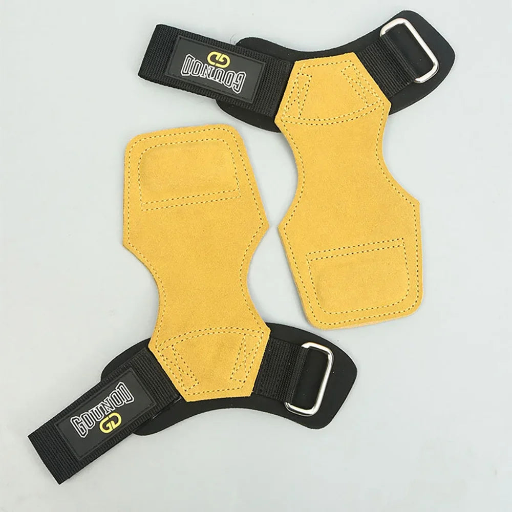Wrist Straps for Weightlifting Double Layers Cow Leather Gloves Women Men Deadlift Maximum Grip Support Bench Press Pull-up F18