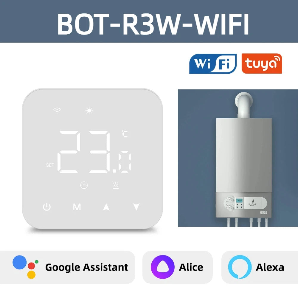 Beok Tuya Thermostat Heating Wifi Smart Battery or USB Powered Boiler Thermoregulator for Alexa,Google Home,Alice