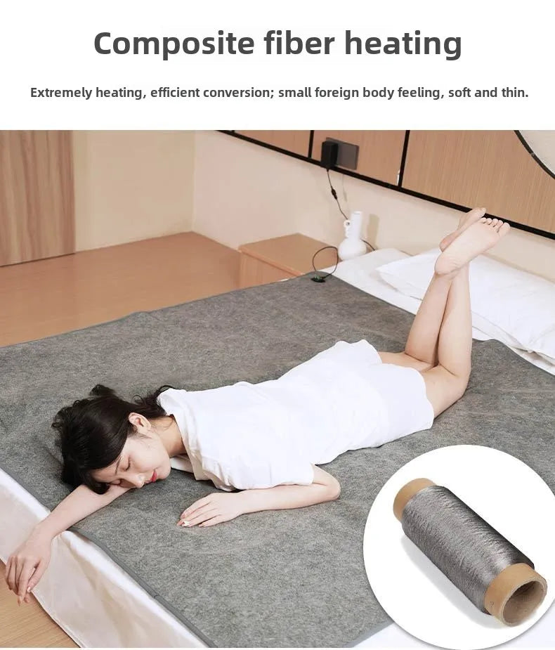 160*80cm 10W DC Heated Mat Plush Electric Blanket Single Mattress USB Type-C Interface Portable Washable Office Bedroom Outdoor