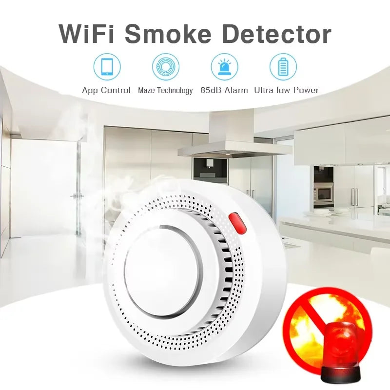 Tuya Smart WiFi Smoke Sensor Fire Protection Smoke Detector 85dB Sound Security System Firefighters Smartlife APP ControlSmoke DetectorsGoWisse.com