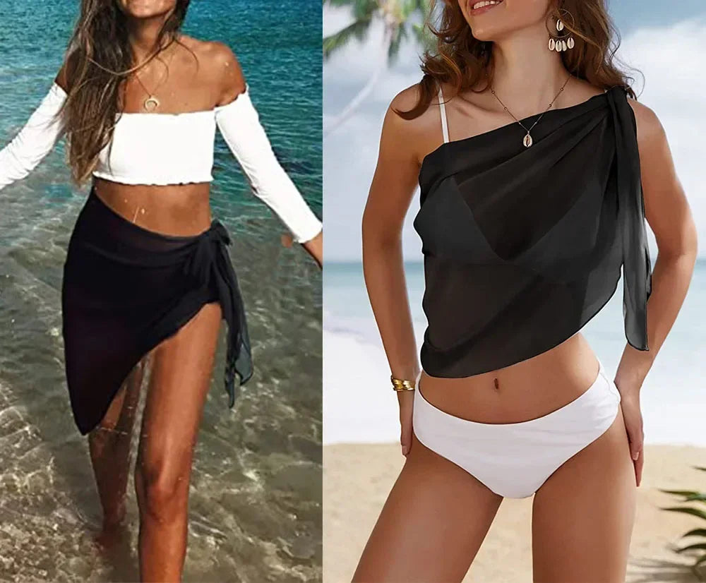 50x180cm large-sized Summer Short Solid Sarong Swimsuit Coverups Beach Bikini Wrap Sheer Chiffon Skirt Scarf Swimwear Cover-ups