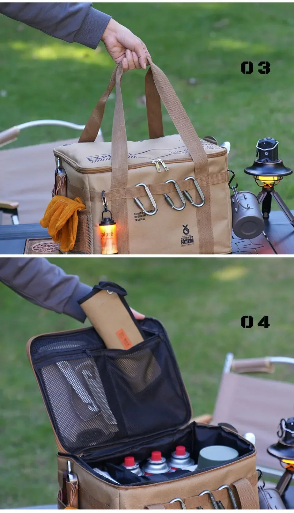 Tactical Camping Storage Bag, 26L Camping Luggage Bag for Hiking, Large Space Cookware Tableware Storage Bag for Picnic