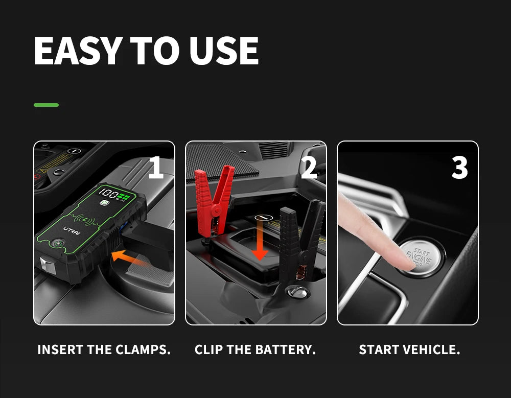 UTRAI Power Bank 2500A Jump Starter Portable Charger Car Booster 12V Auto Starting Device Emergency Car Battery Starter