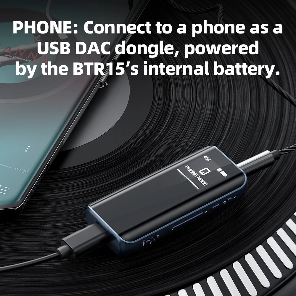FiiO BTR15 Bluetooth 5.1 Headphone Amplifier DSD256 Receiver LDAC/aptX Adaptive with 3.5mm/4.4mm