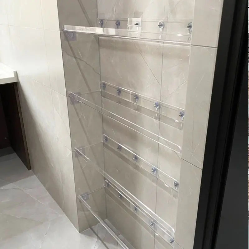 Storage Rack Acrylic Shelf Clear Wall Mounted Thick Transparent Floating Display Stick Bathroom Kitchen Ledge Organizer 20-50cm