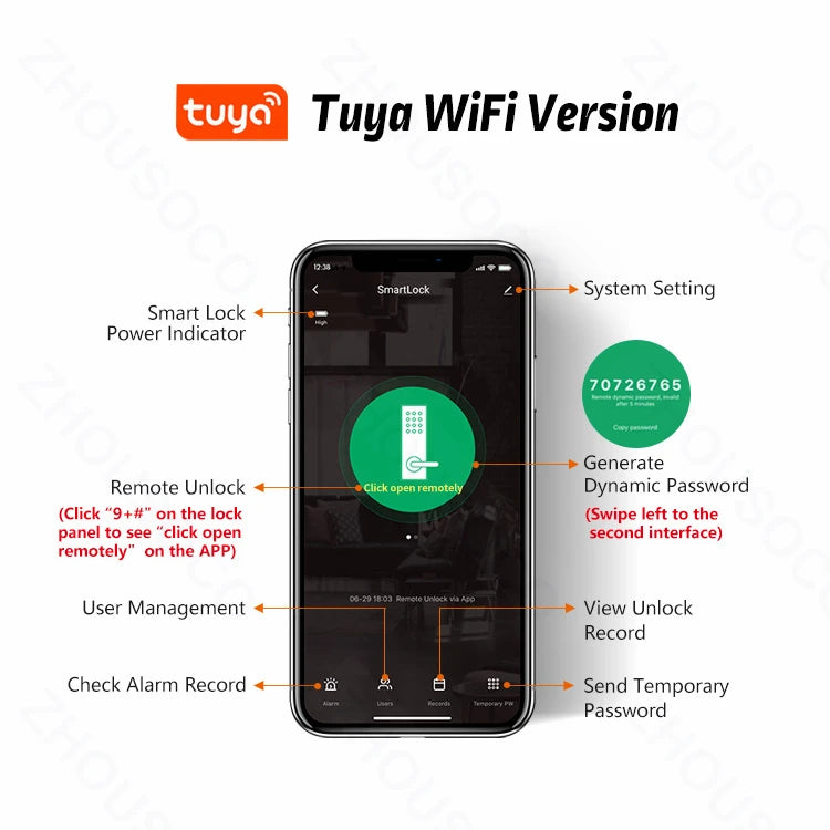 Tuya Wifi Waterproof Outdoor Smart Door Lock TTLock App Fingerprint Lock Card Code Remote Unlock Keyless Digital Electronic Lock