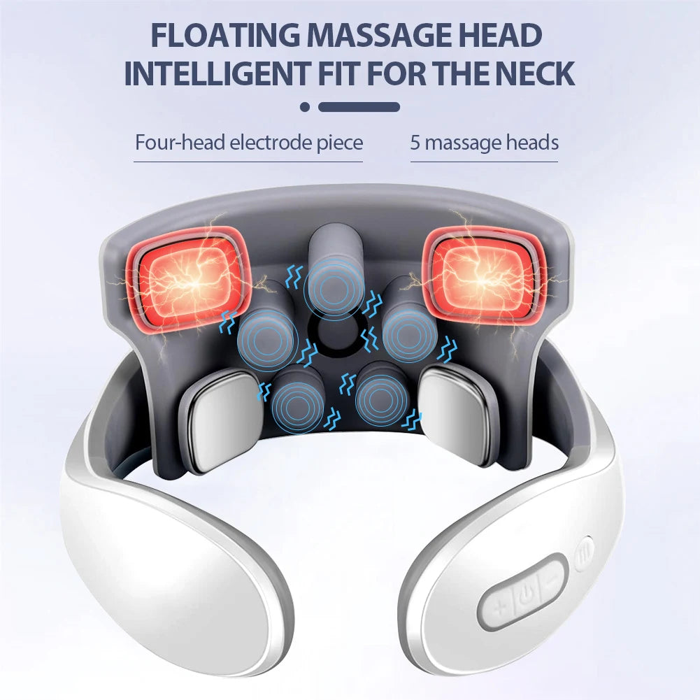 Smart Back Neck Massager TENS Pulse Shoulder Neck Massage Cervical Heating Relieve Pain Muscle Health Care