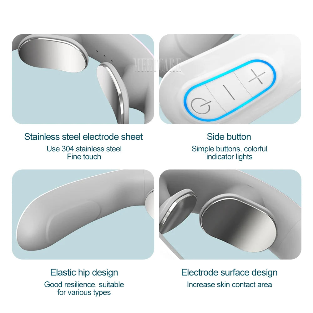 Smart Back Neck Massager TENS Pulse Shoulder Neck Massage Cervical Heating Relieve Pain Muscle Health Care