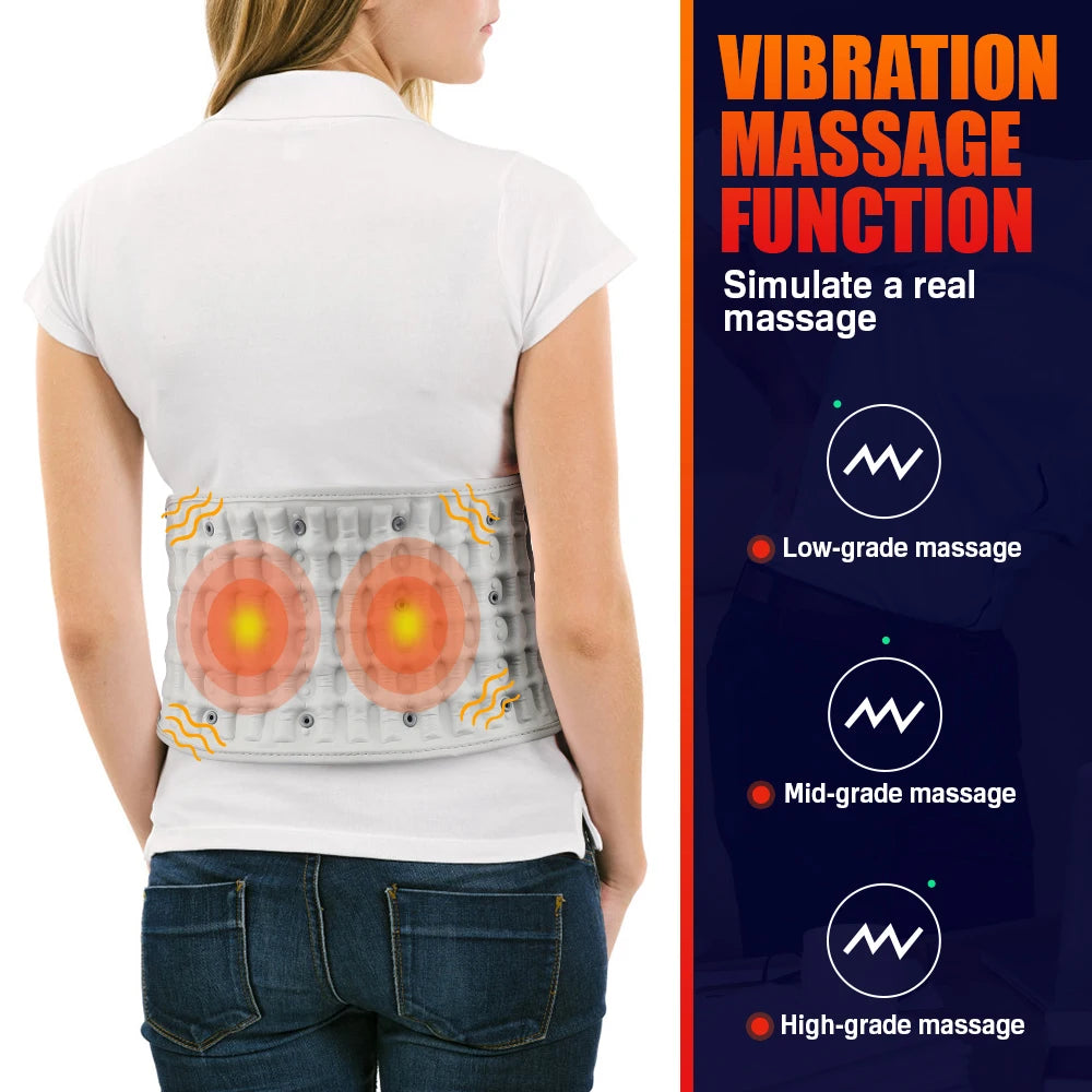 Lumbar Traction Device Heating Airbag Inflatable Decompression Back Belt Hot Compress Massage Men Women Waist Support Belt