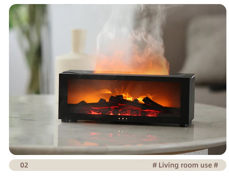Creative Fireplace Aroma Diffuser Essential Oil Air Humidifier Difusor Remote Control Desktop Decoration for Home Holiday Gift