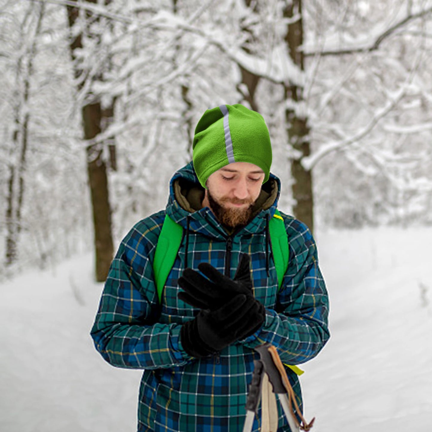 Winter Fleece Neck Warmer Reflective Neck Gaiter with Adjustable Drawstring Skiing Windproof Ski Neck Gaiter for Skiing Hiking