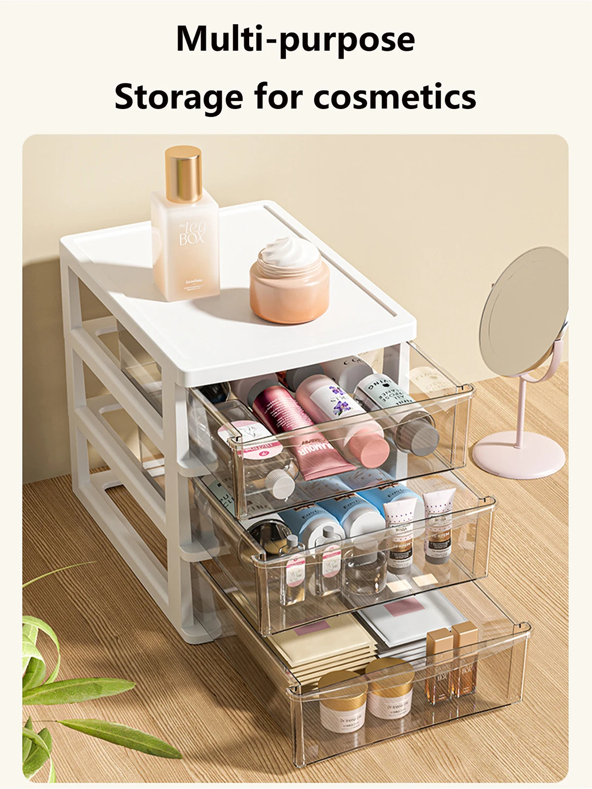 2-6Layers Medium Desktop Storage Box with Drawer Heightened Table Organizer Plastic Office storage cabinet  for home Stationery
