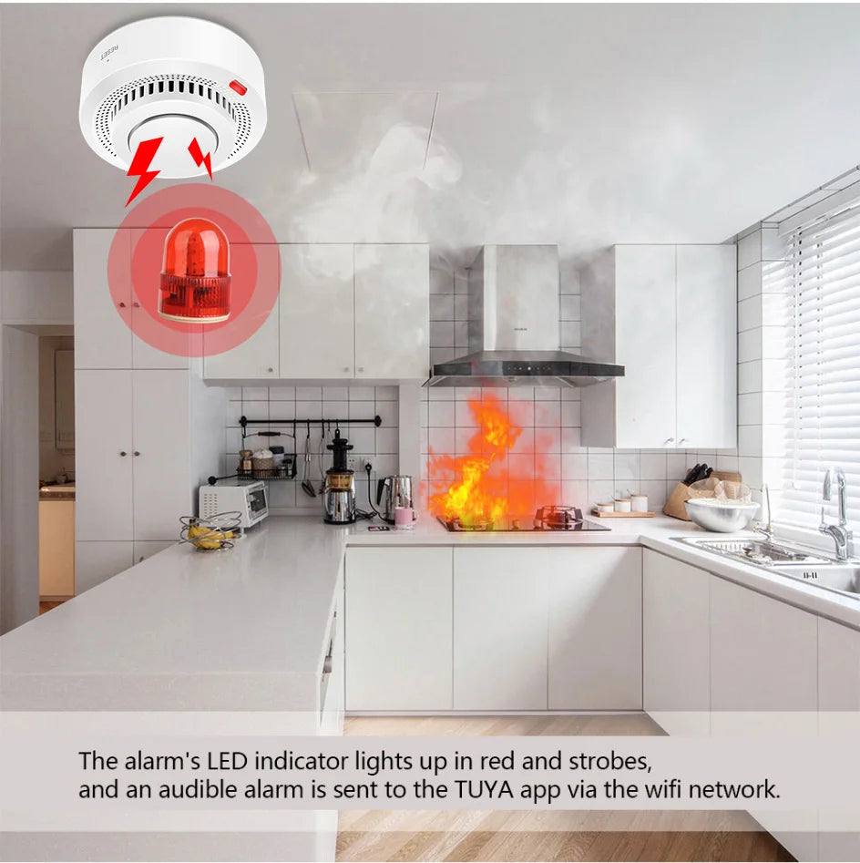 Tuya Smart WiFi Smoke Sensor Fire Protection Smoke Detector 85dB Sound Security System Firefighters Smartlife APP ControlSmoke DetectorsGoWisse.com