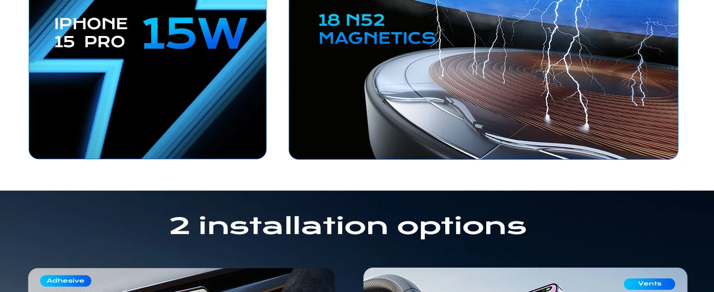 LISEN Hot sales 15W Magnetic Car Mount Charger Charging Mount Wireless for iPhone 16 Pro Max Accessories Fits