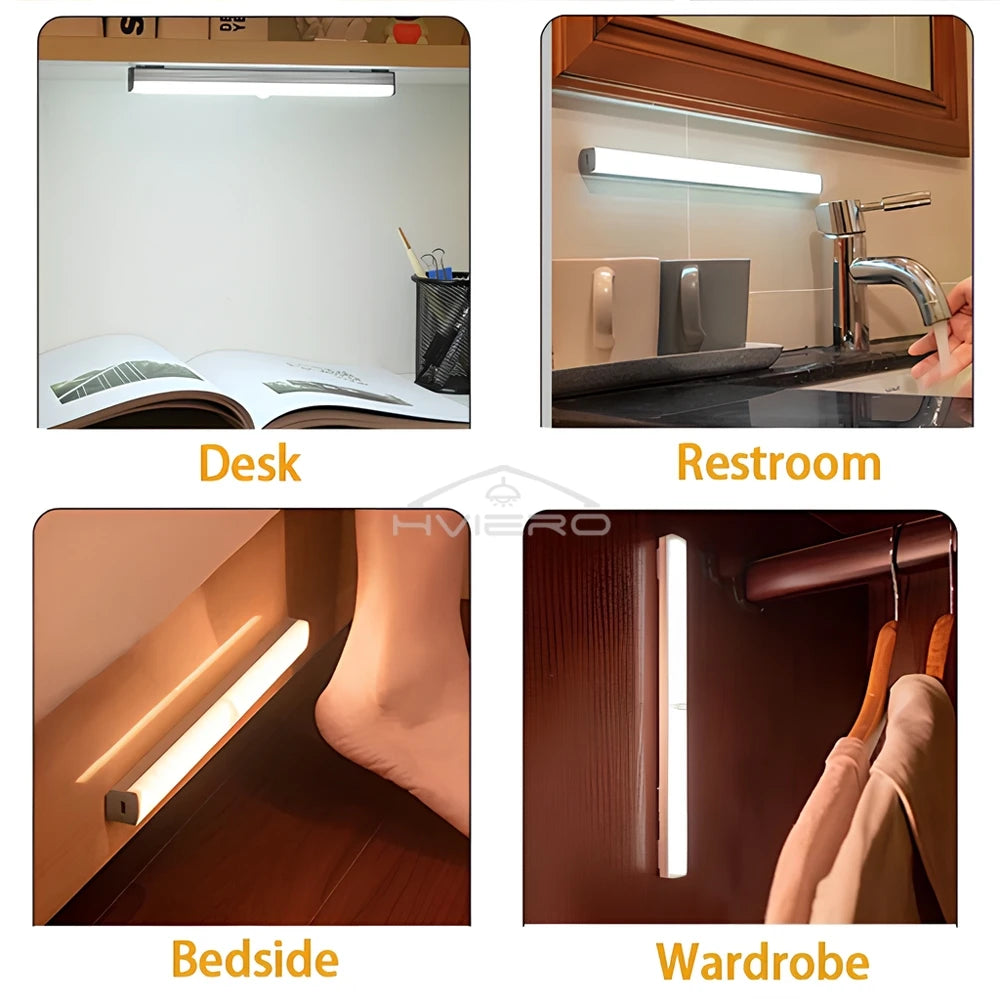 Motion Sensor Night Lights Wireless LED Cabinet Lamps USB Rechargeable Magnetic For Wardrobe Room Closet Kitchen Aisle lighting