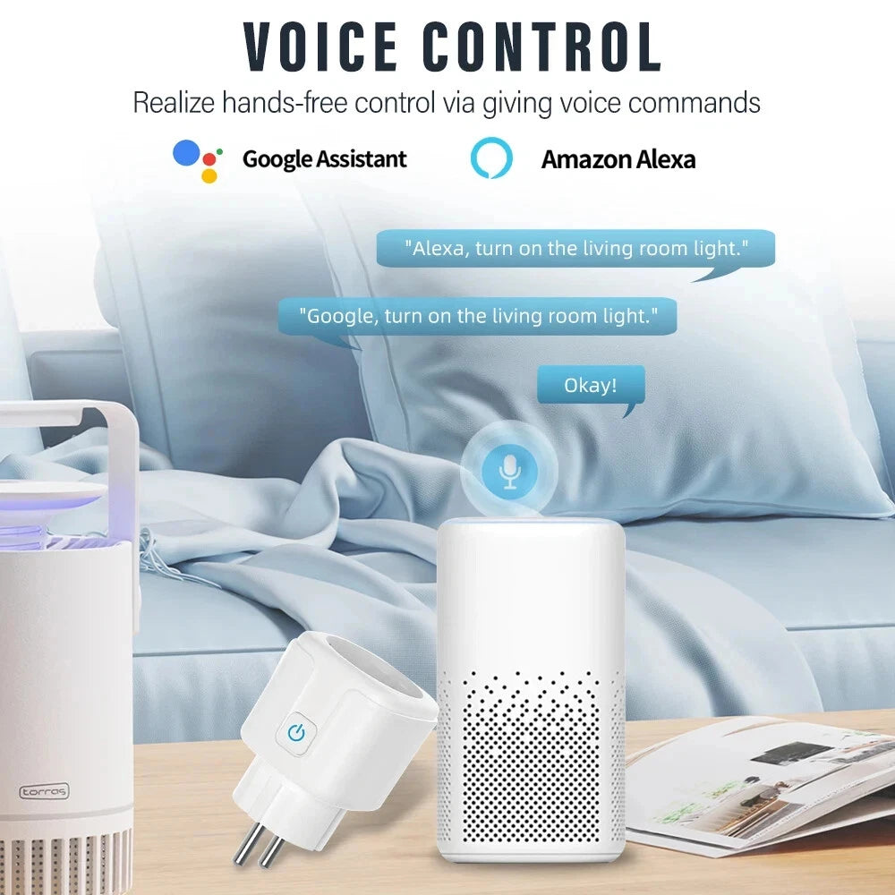 Tuya Smart Socket EU16A/20A Wifi Smart Plug With Power Monitoring Smart Life APP Remote Control Support Google Assistant Alexa