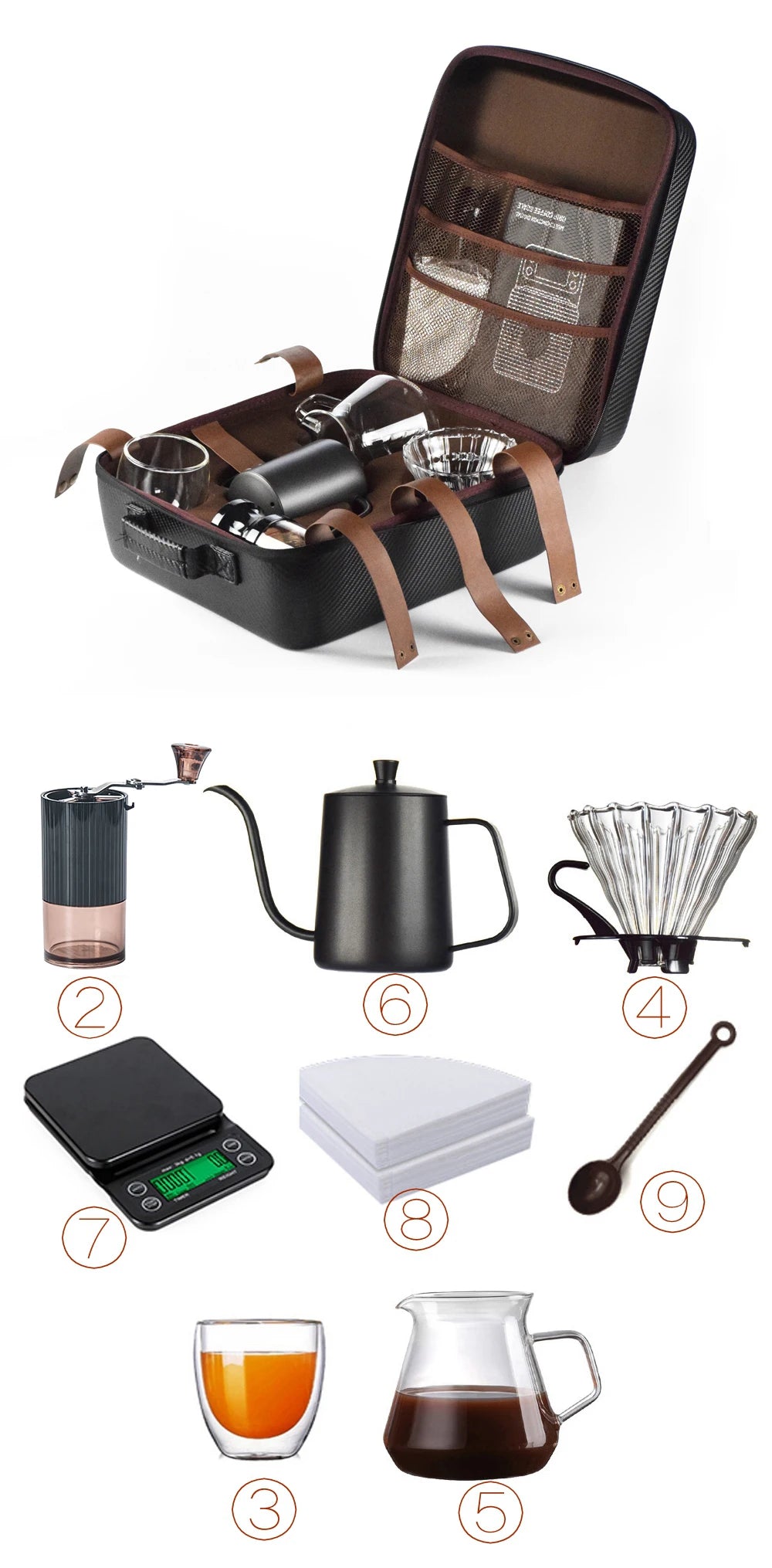 Luxury Coffee Gift Box Set Grinder Hand Pot Glass Drip Filter Household Coffee Coffee Christmas Gift Coffeeware