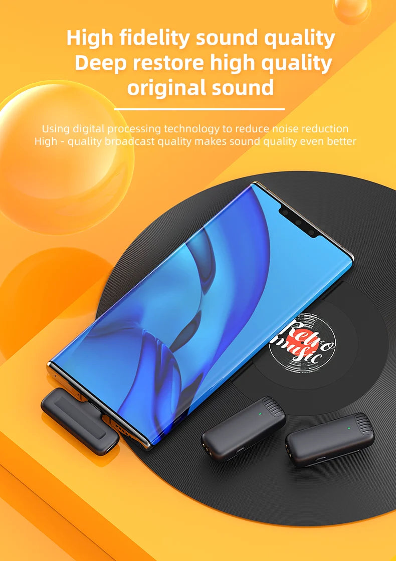 J13 Wireless Lavalier Microphone with Charger Case Portable Audio Video Receiver Mini Mic For iPhone Android Tablet Gaming Live