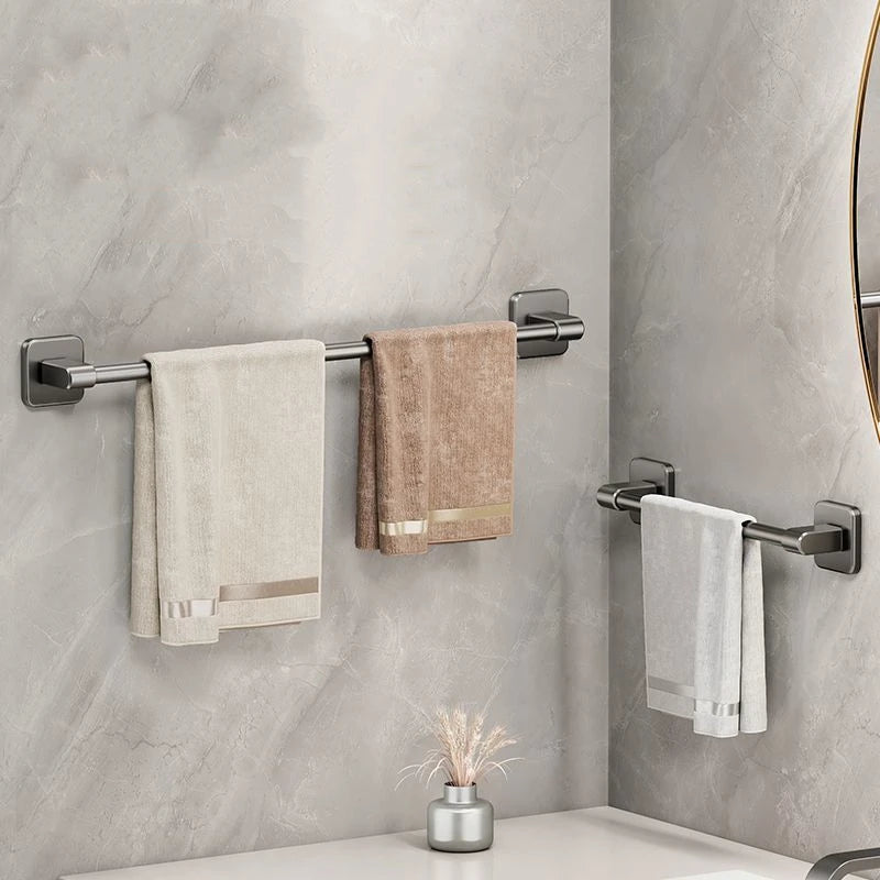 Wall Mounted Towel Holder Slipper Rack Bathroom Storage Rack Holder Without Drilling Bathroom Horizontal Bar Towel Rack