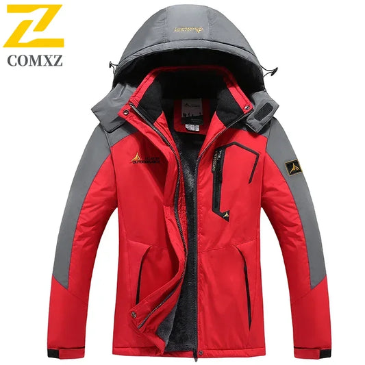 Winter Men's Parka Outdoor Lining Fleece-lined Thickened Windproof Warm Mountaineering Hooded Jacket Cold-resistant Ski Suit 6XL