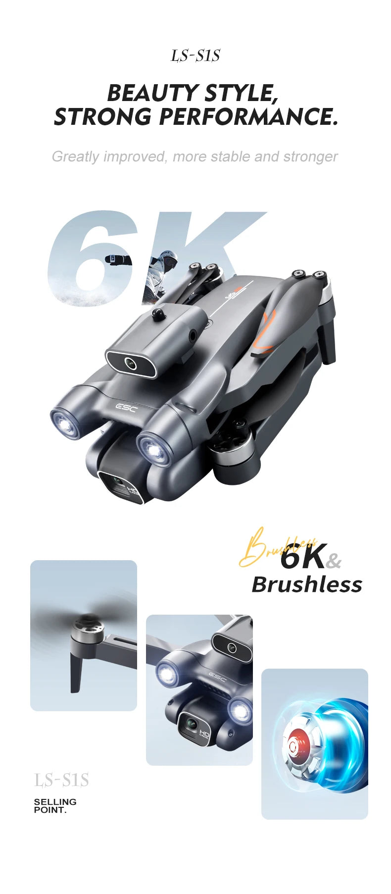 Popular S1S drone 8K high-definition dual camera brushless motor four axis foldable obstacle avoidance aircraft children's toy