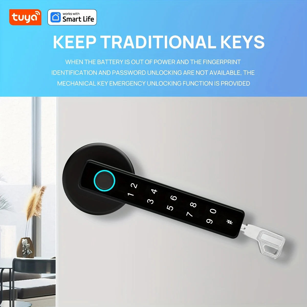 Tuya Smart Door Lock Fingerprint Password Key App 4-in-1 Unlock Electronic Digital Handle Lock Apartment Home