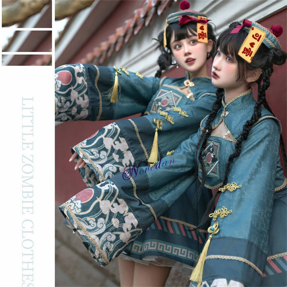 Vampire Easter Zombie Costume Cosplay Women Lolita Dress Hat Wig Anime Maid Chinese Carnival Party Gothic Clothes Skirt Outfit