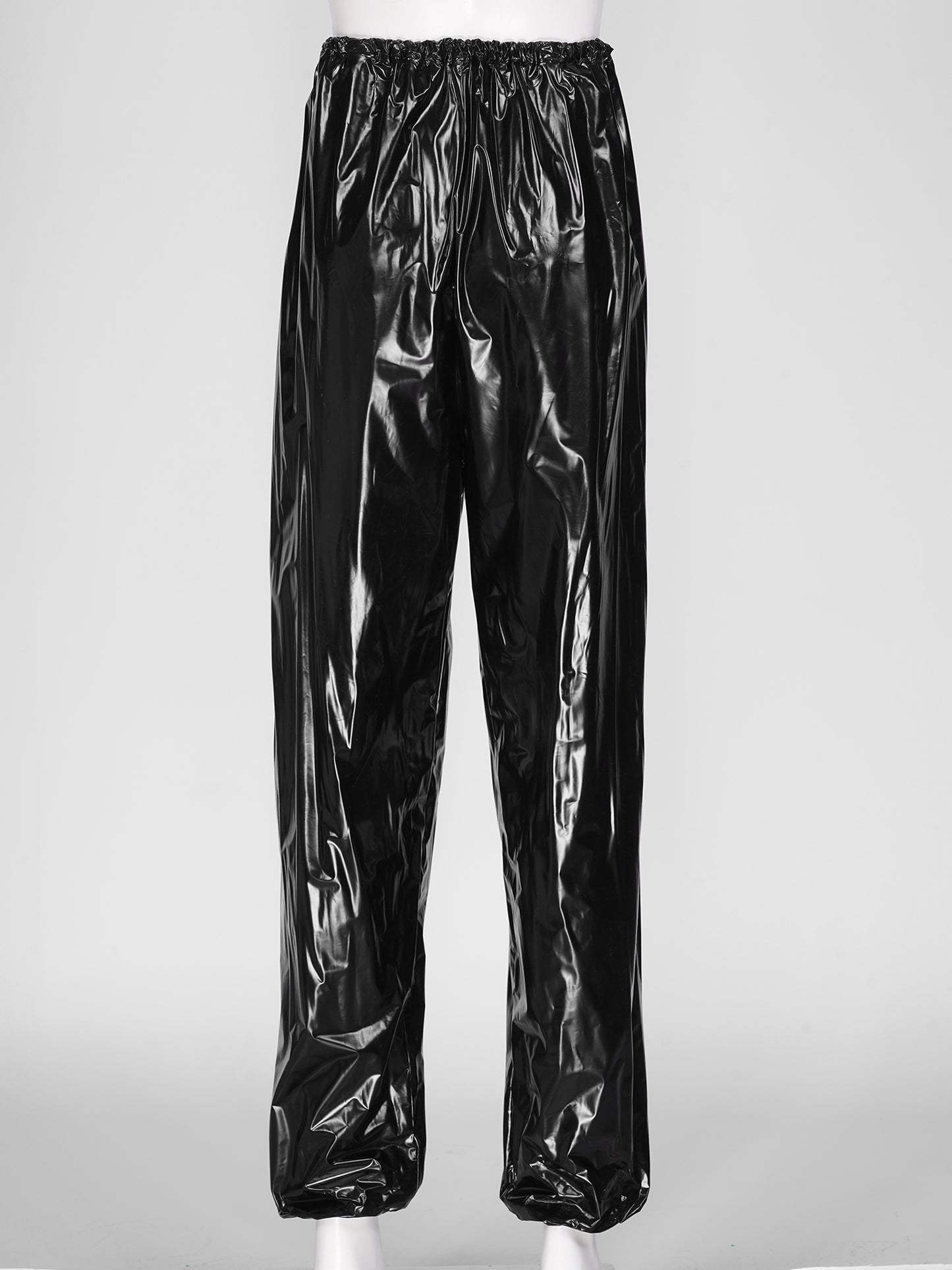 2Pcs Women Sauna Suit PVC Long Sleeve Elastic Cuff Top Pants Set Fitness Gym Workout Outfit Sweat Suits for Adults Clothes Sets