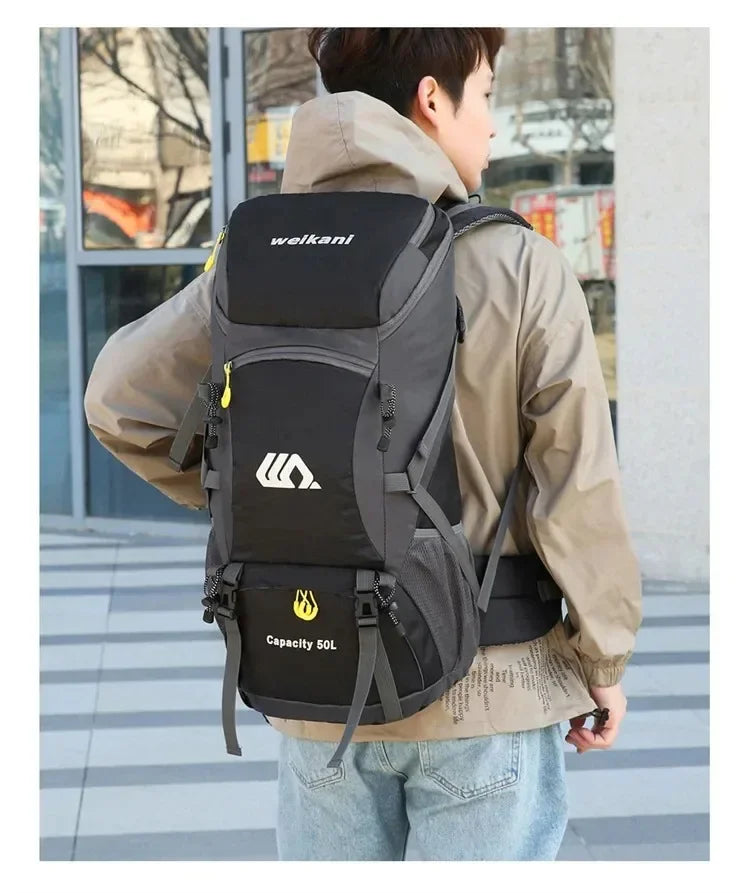 50L Travel Backpack Camping Bag For Men Large Hiking Bag Tourist Rucksack Waterproof Outdoor Sports Climbing Mountaineering Bag