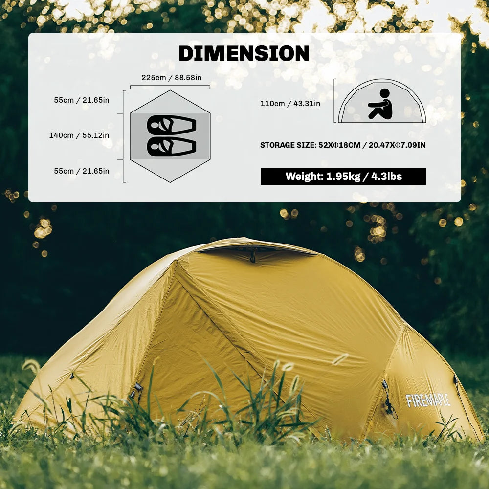 Fire-Maple Tropics Ultralight Backpacking Tent 2 Person 20D Waterproof Easy Setup Hiking Mountaineering Cycling Trekking 1.95KG