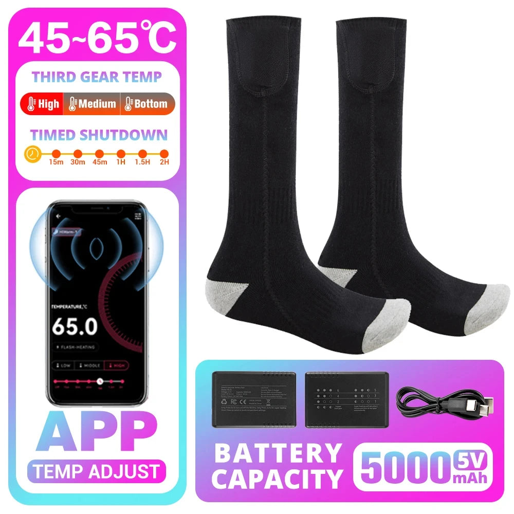 Winter Heated Sock Rechargeable Battery Stocking Men Women Electric Heating Ski Socks Sports Thermal Warmer Foot