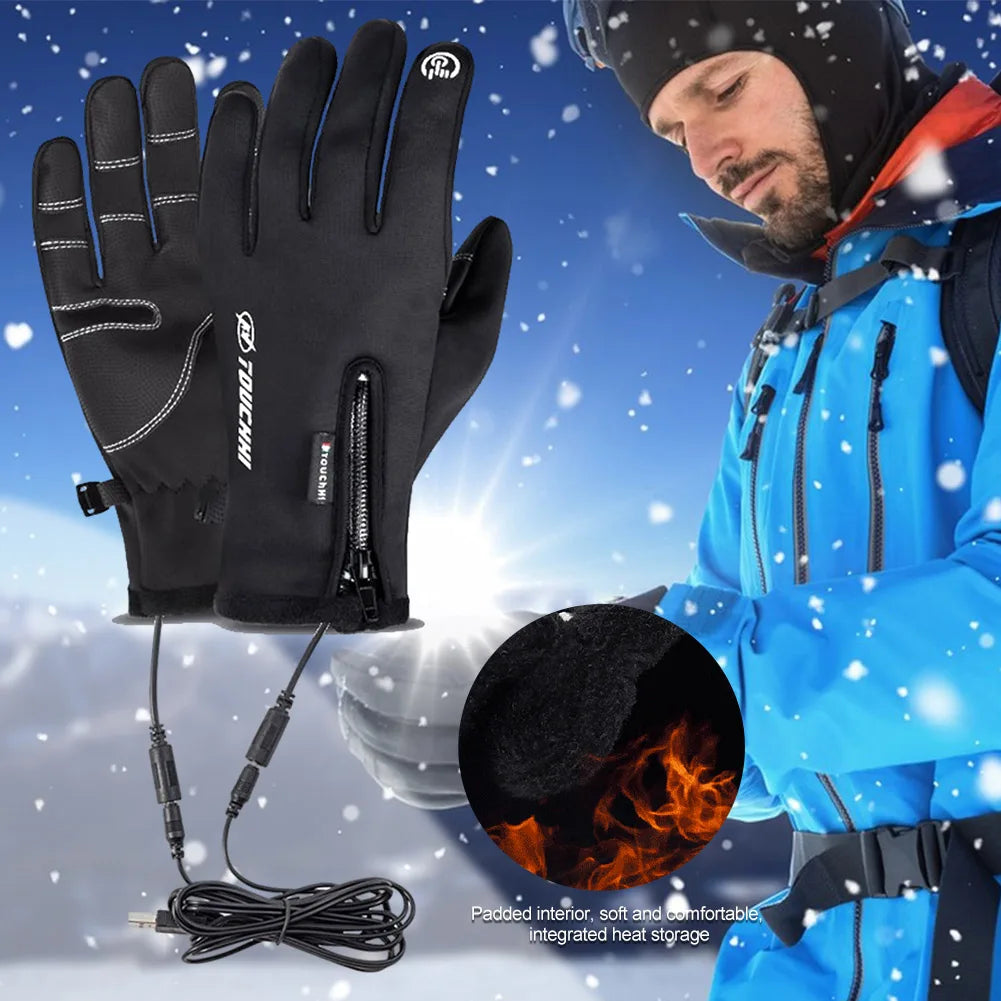 USB Touch Screen Gloves Electric Heated Hand Warmer Winter Ski Gloves for Cycling Running Driving Hiking Walking for Women Men