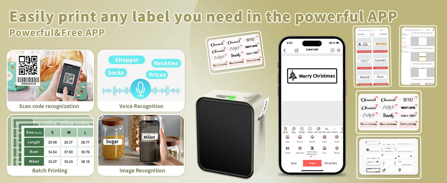 Marklife P15 Mini Portable Thermal Printer Wireless Bluetooth Label Tag Maker For Home Office Labeling Sticker Machine With USB