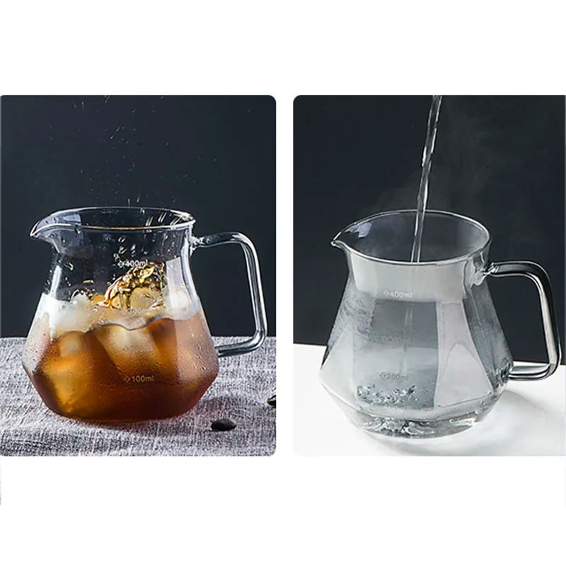 Leeseph Espresso Glass Carafe Coffee Pot, Pour Over Coffee Filter Kettle - 400ml 600ml Diamond Glass Coffee Sharing Pot