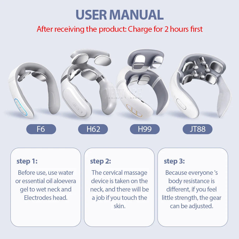 Smart Back Neck Massager TENS Pulse Shoulder Neck Massage Cervical Heating Relieve Pain Muscle Health Care