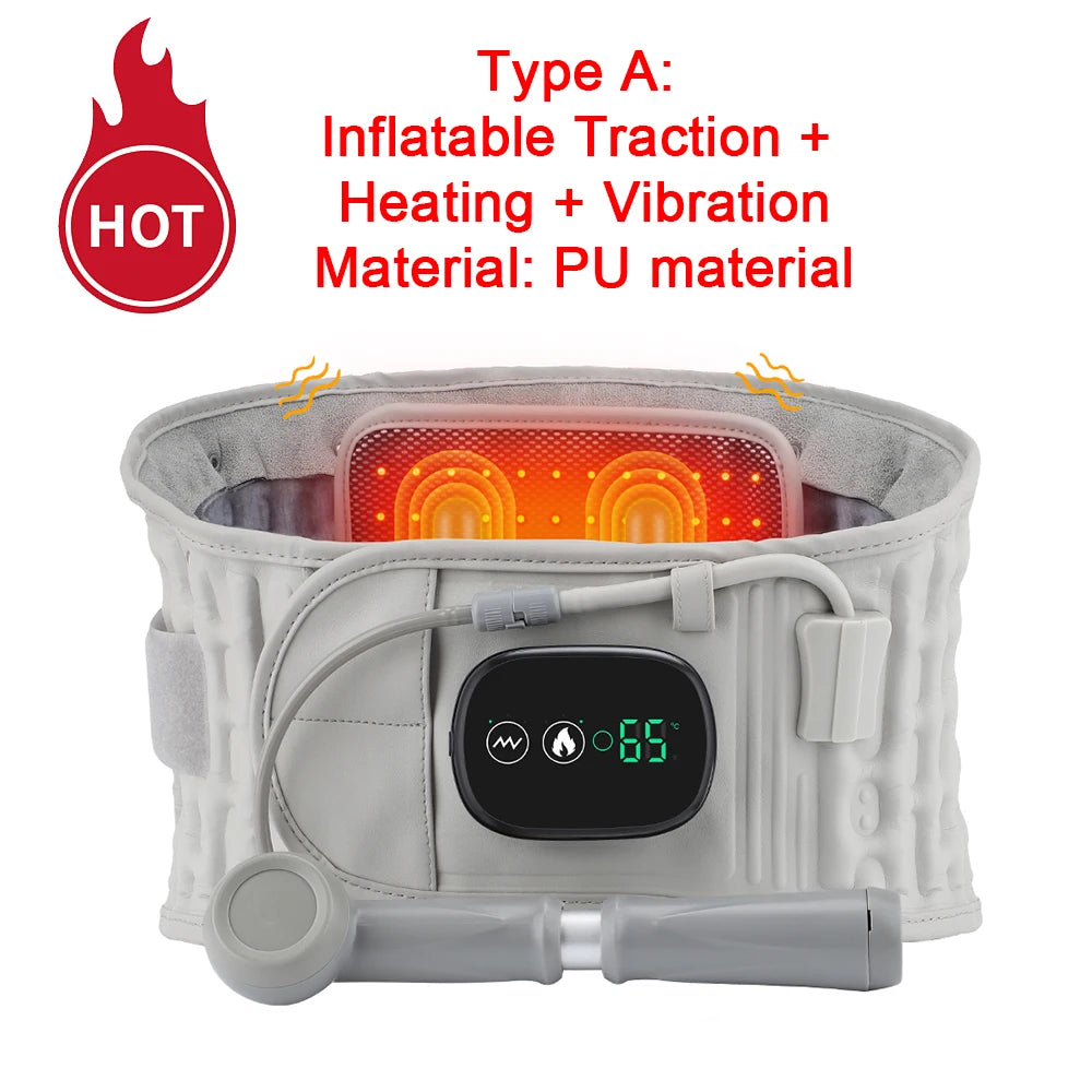 Lumbar Traction Device Heating Airbag Inflatable Decompression Back Belt Hot Compress Massage Men Women Waist Support Belt