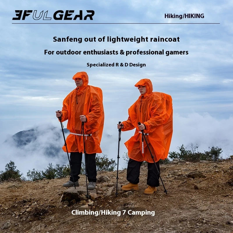 3F UL GEAR Sleeve Raincoat Lightweight Windproof and Waterproof PU5000mm 3D Silicon Coating Fabric About 180g Nylon Polyester