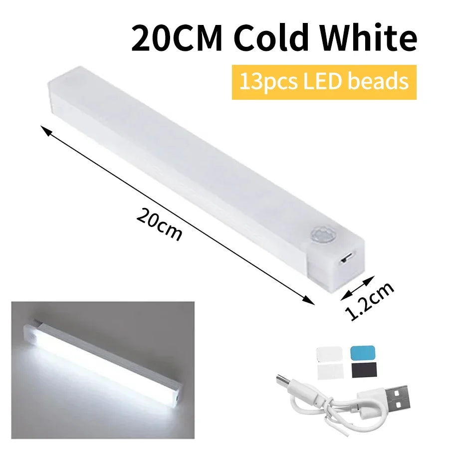 Motion Sensor LED Cabinet Light USB Rechargeable Wireless Night Lamp for Bedroom Kitchen Wardrobe Closet Staircase Lighting