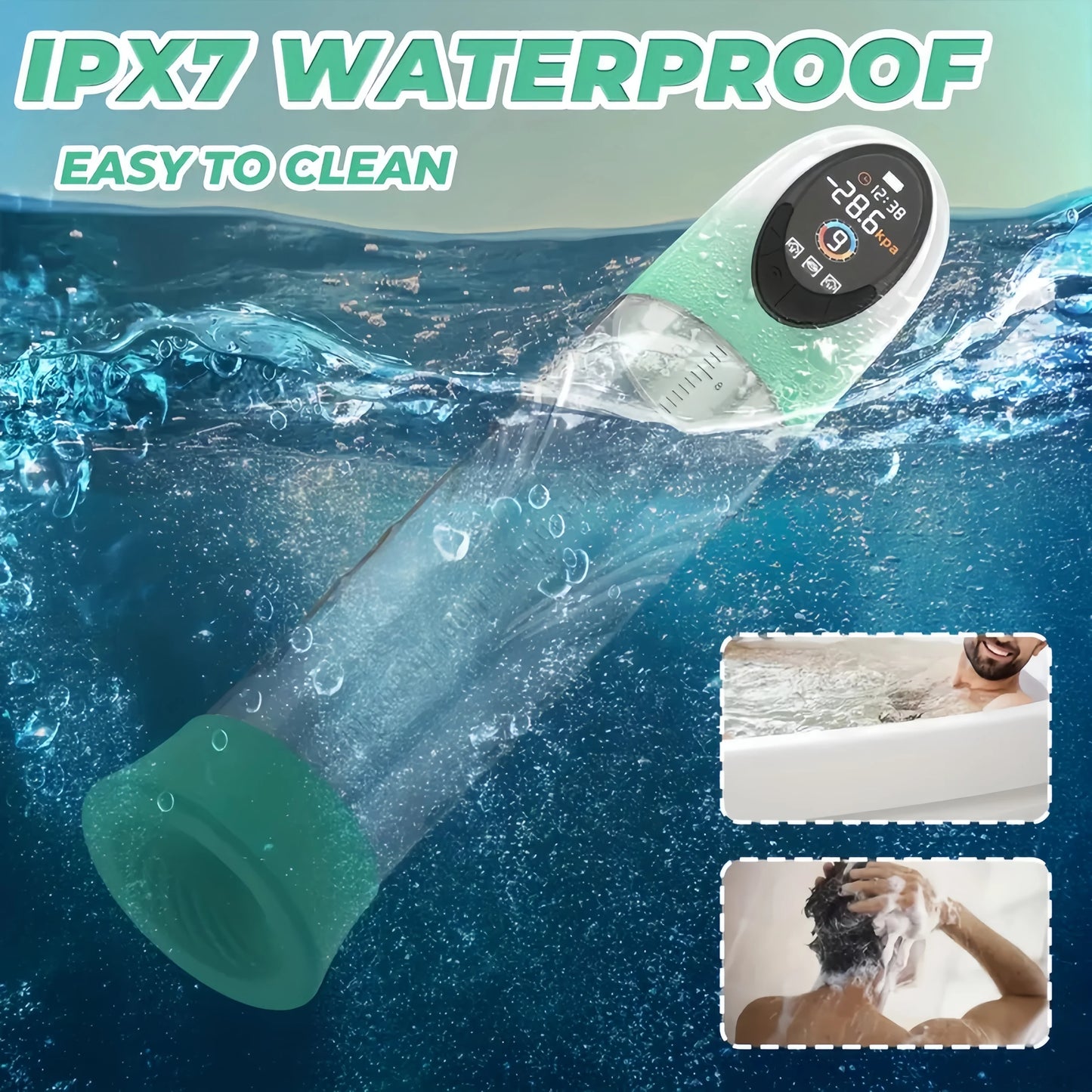 IPX7 Waterproof Electric Penis Pump for Enlargement Man Vacuum Pump Enlargement Extend Pump 4 Suction Levels 2 Silicone Sleeves
