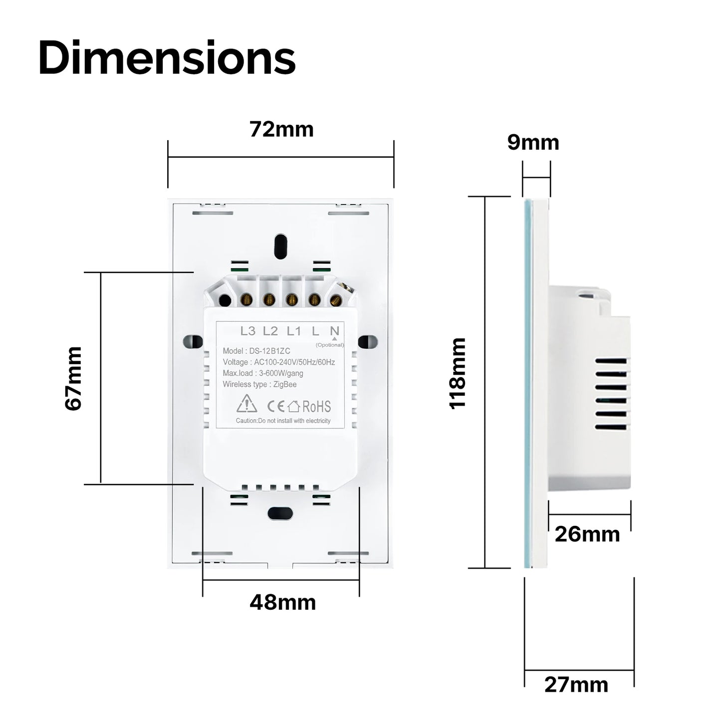 MOES Matter Tuya WiFi Smart Concave Glass Panel Light Switch Neutral Wire Required Compatible with Alexa Google Home SmartThings