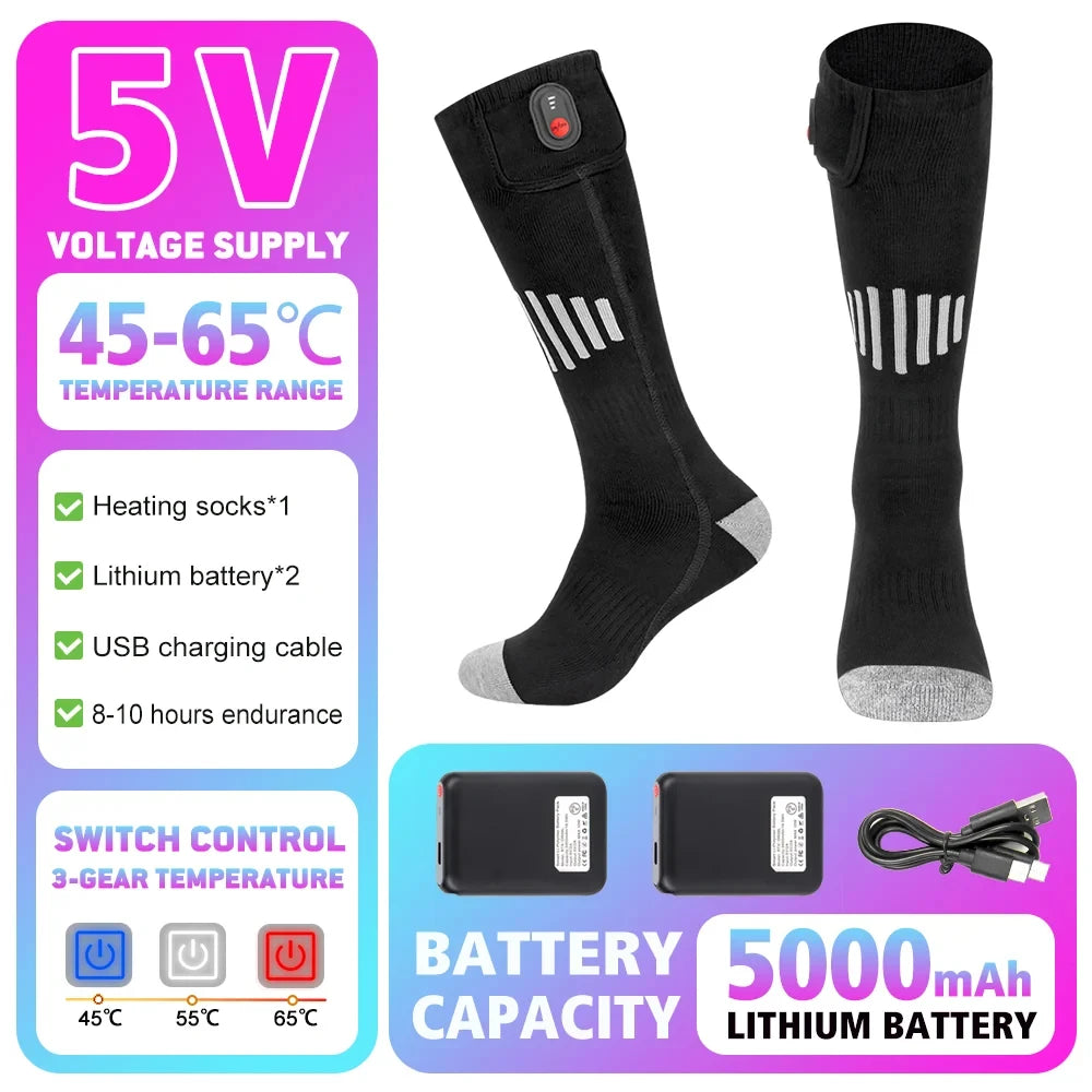Winter Heated Sock Rechargeable Battery Stocking Men Women Electric Heating Ski Socks Sports Thermal Warmer Foot