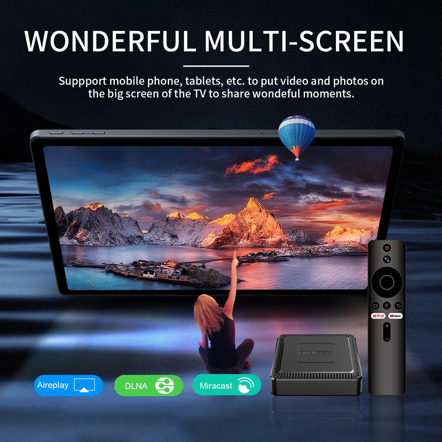 2025 New Q7 Smart TV Box Android14 Allwinner H313 8G+128GB ROM Dual-Band WiFi 6 Bluetooth 5.2 Google Voice Remote Media PlayerGoWisse.com