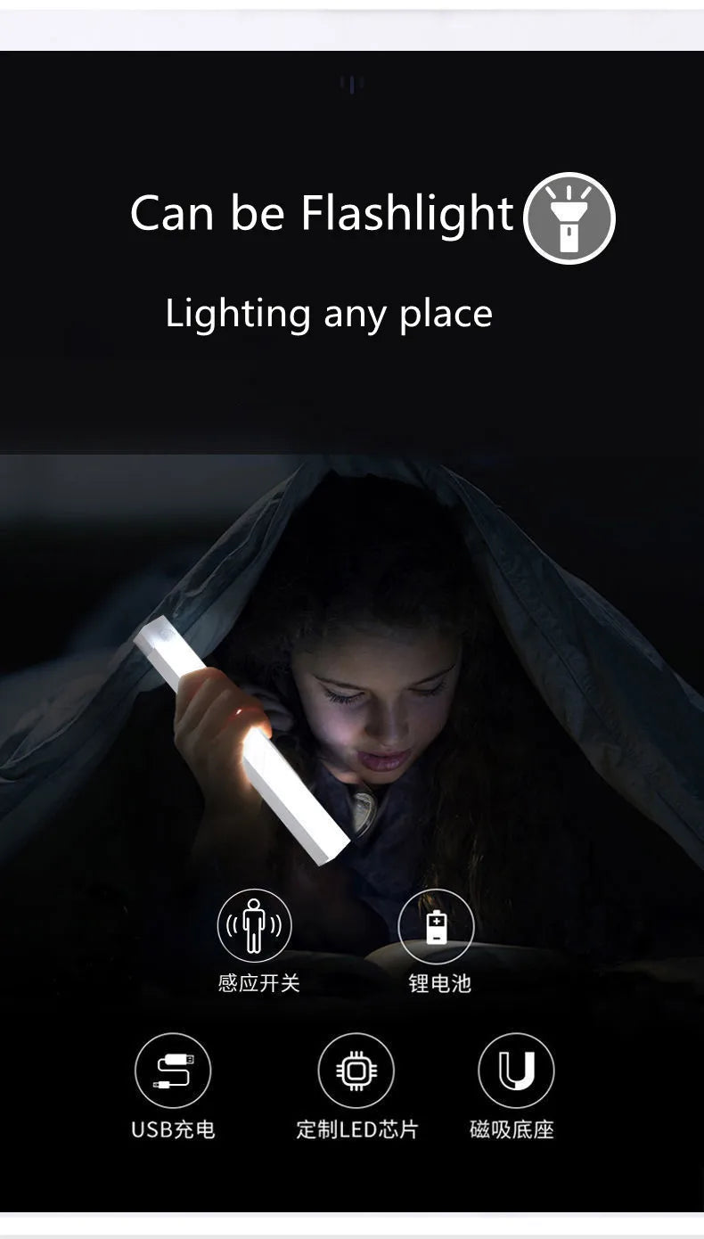 Motion Sensor led Light Wireless LED Night Light Type C Rechargeable Light Cabinet Wardrobe Lamp Staircase Backlight For Kitchen