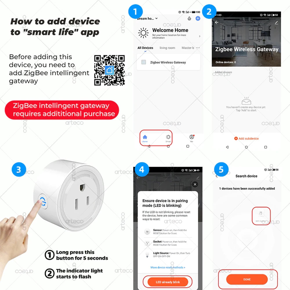 Tuya 16A Smart Plug Zigbee WiFi Socket US Standard Canada Mexico Power Monitoring Timing Function Works With Alexa Google Home