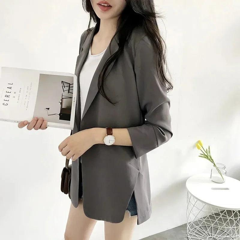Spring Women Thin Blazers Sun Protection Suit 2025 Female Summer Black Blazer Three Quarter Sleeves OL Slim Coats Ladies Tops