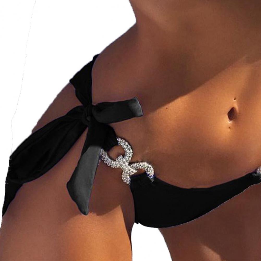 2 Pcs Bathing Suit Rhinestone Lace Up Halter Neck Soft Summer Bikini Set Summer Brazilian Bikini traje de baño mujer
