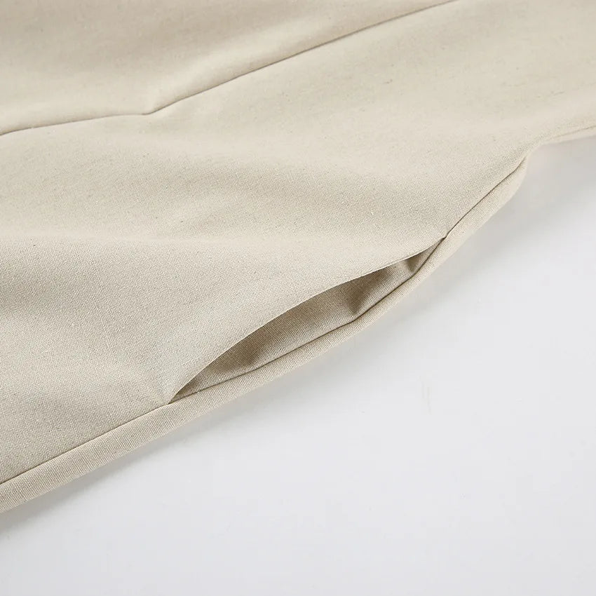 Minimalist Cotton Linen Design Strapless Dress Summer Women's Personal Street Elastic Backless Pocket Vacation Beach Dress