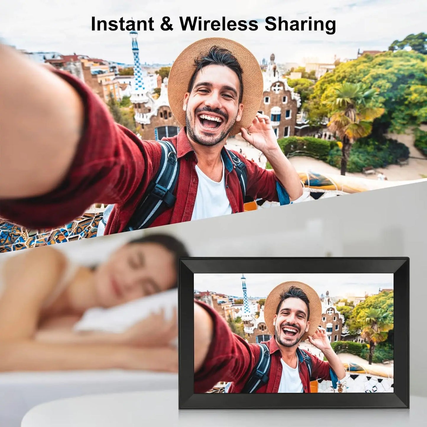 15.6 inch built in 32GB/ 64GB WiFi Large touch ips digital photo frame 1920*1080 WiFi Smart Frame Share Photos Videos via frameo